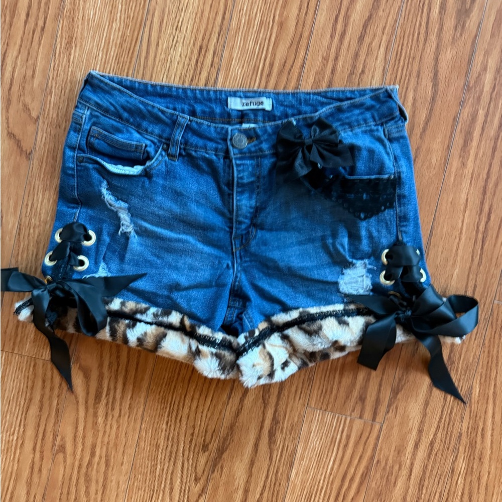 Refugee Denim Shorts with Black Accents